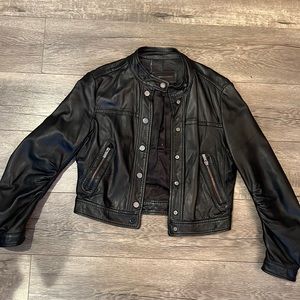 Cropped Leather Jacket, XS